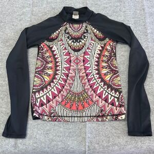 Billabong Girls Long Sleeve Rash Guard Black Mandala Print Size 8